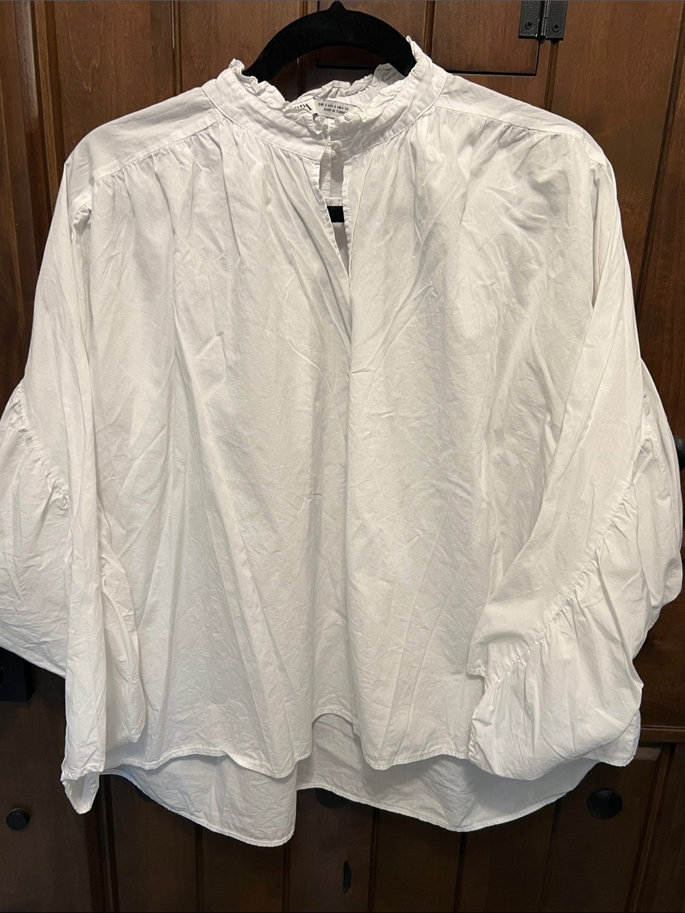 Zara White Ruffled Collar Blouse
